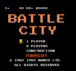 Battle City title screen for Famicom